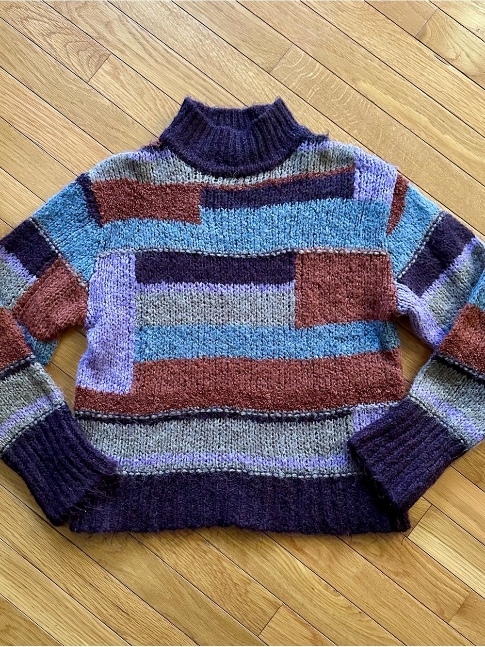 NWOT a.n.a. Patchwork Sweater Colorblock Long Sleeve - XS